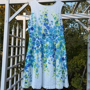 Studio One New York Sleeveless Floral Lace Overlay Dress